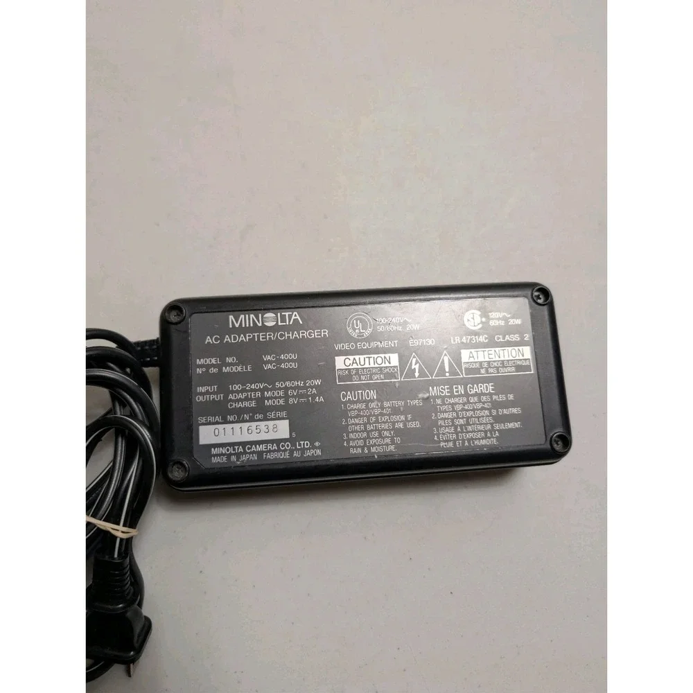 Minolta AC Power Adapter Charger VAC-480U -‎ Video Camera Charger